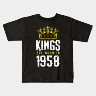 kings are born 1958 birthday quote crown king birthday party gift Kids T-Shirt